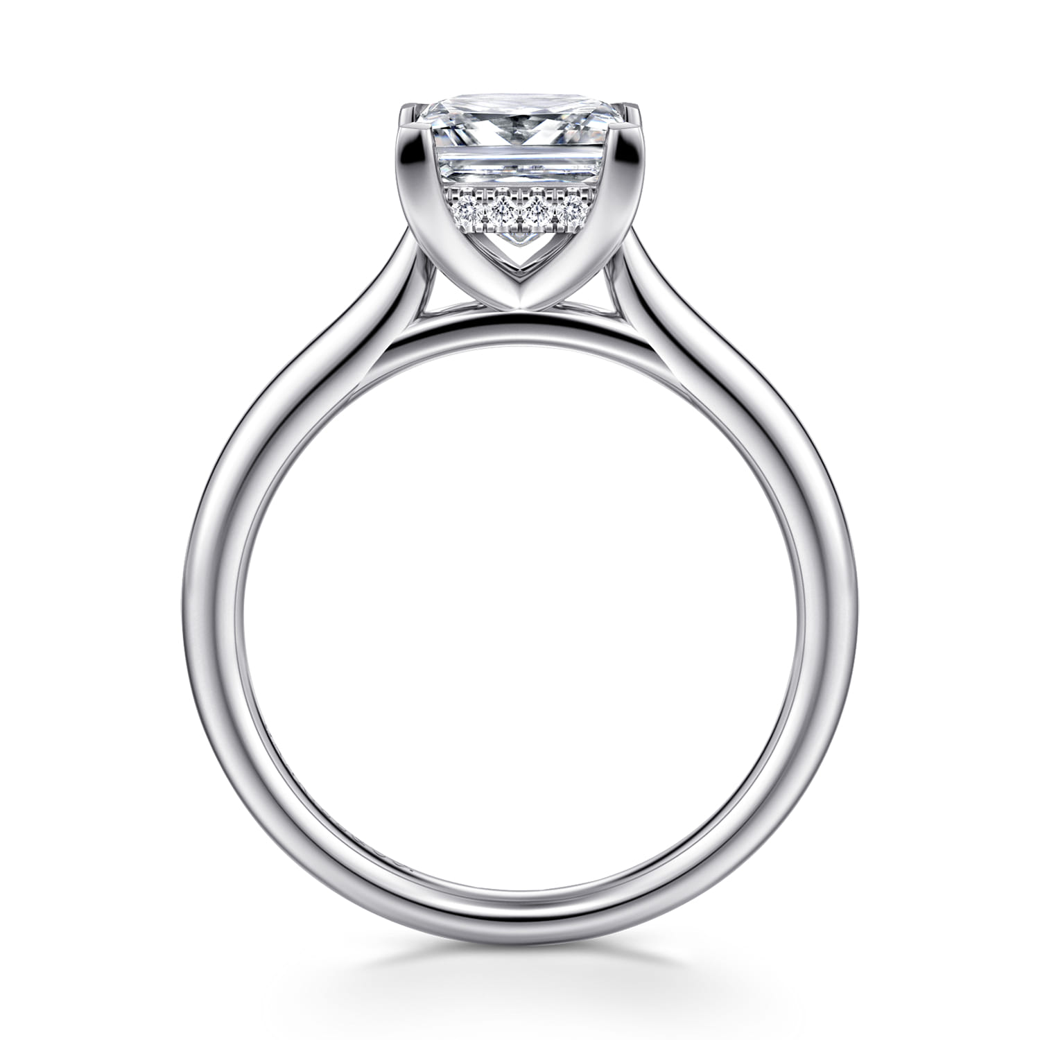 Azucena - 18K White Gold Princess Cut Solitaire Diamond Engagement Ring - 0.06 ct - Shot 2