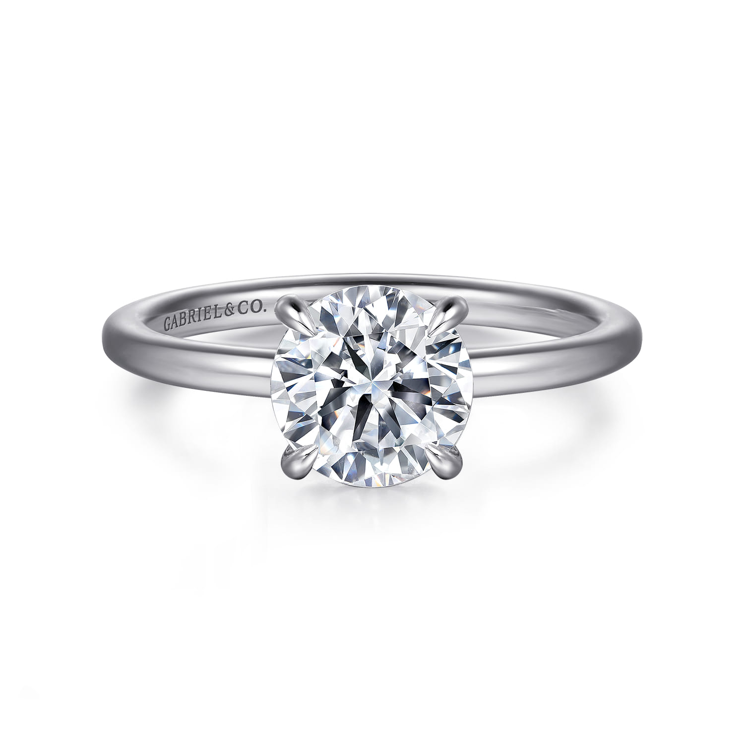 Cari - 18K White Gold Round Diamond Engagement Ring - 0.06 ct - Shot 1