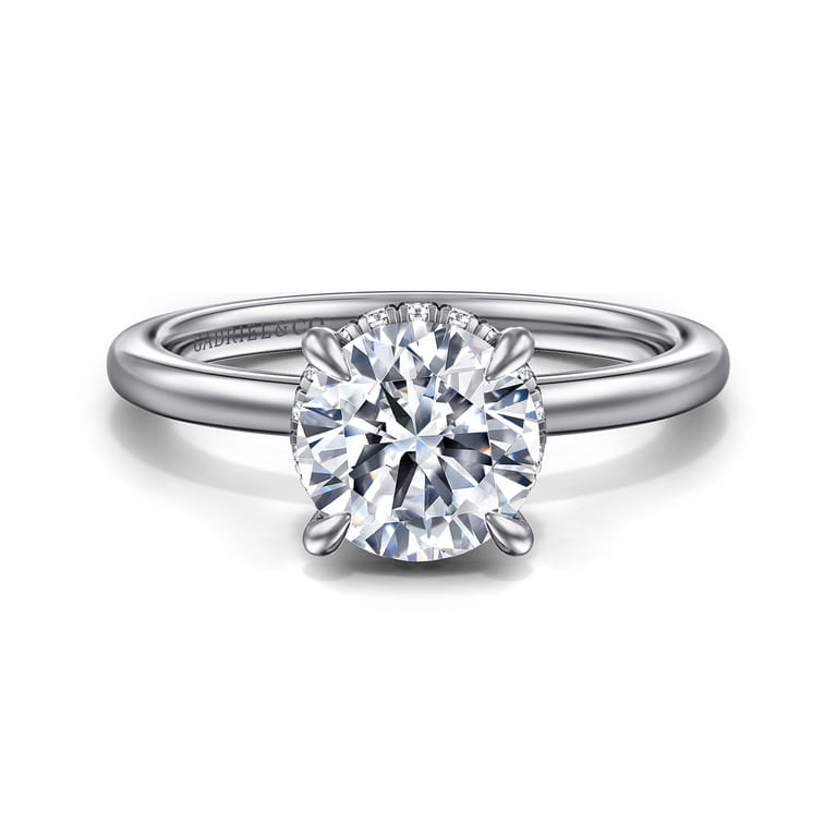 Rainah - 18K White Gold Round Diamond Engagement Ring - 0.11 ct - Shot 1