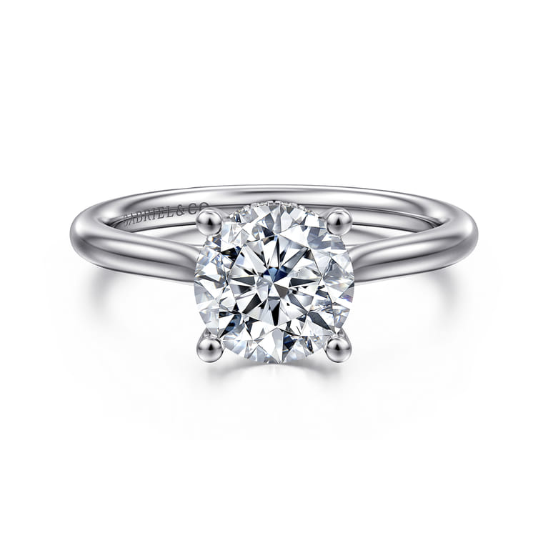 Azucena - 18K White Gold Round Solitaire Diamond Engagement Ring - 0.06 ct - Shot 1