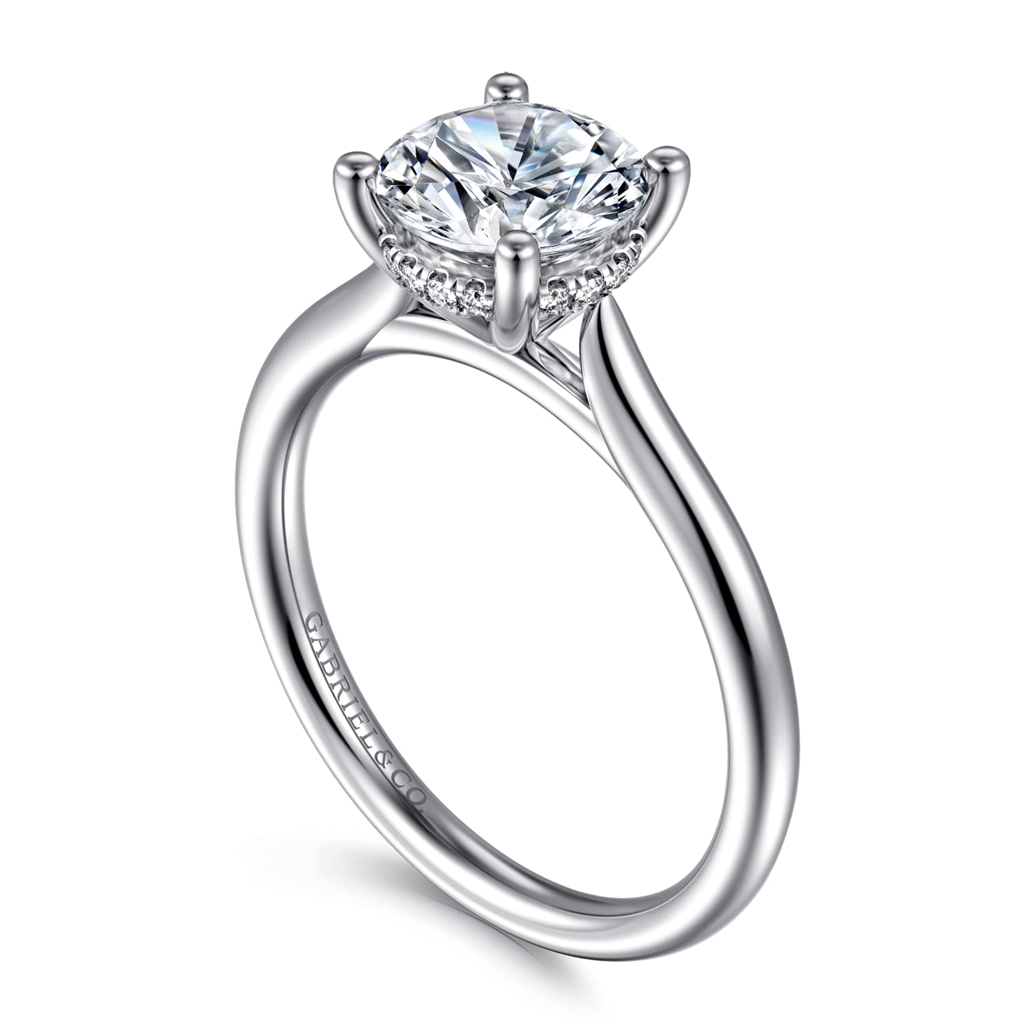 Azucena - 18K White Gold Round Solitaire Diamond Engagement Ring - 0.06 ct - Shot 3