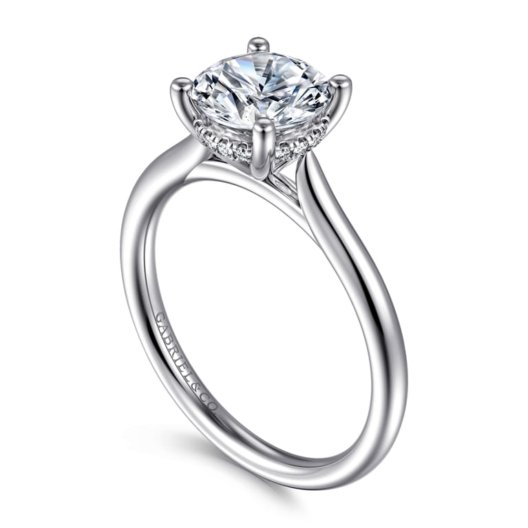 Azucena - 18K White Gold Round Solitaire Diamond Engagement Ring - 0.06 ct - Shot 3