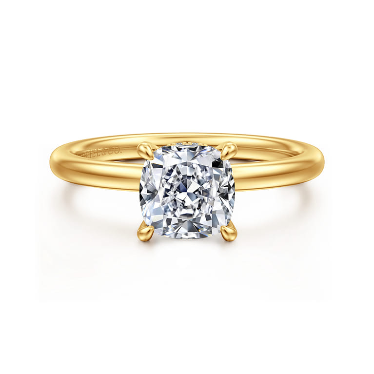 Cari - 18K Yellow Gold Cushion Cut Diamond Engagement Ring - 0.06 ct - Shot 1