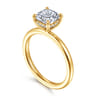 Cari - 18K Yellow Gold Cushion Cut Diamond Engagement Ring - 0.06 ct