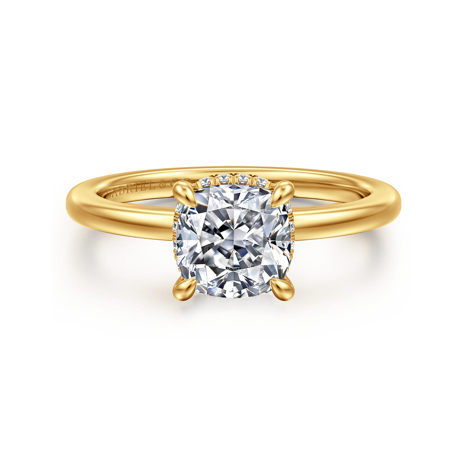 Rainah - 18K Yellow Gold Cushion Cut Diamond Engagement Ring - 0.08 ct - Shot 1