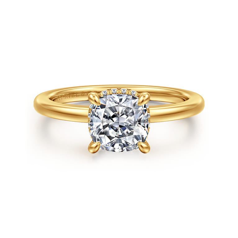 Rainah - 18K Yellow Gold Cushion Cut Diamond Engagement Ring - 0.08 ct - Shot 1