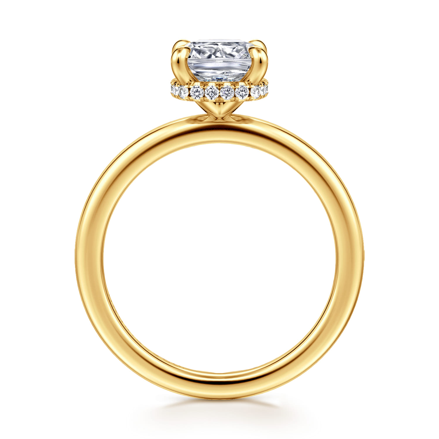 Rainah - 18K Yellow Gold Cushion Cut Diamond Engagement Ring - 0.08 ct - Shot 2