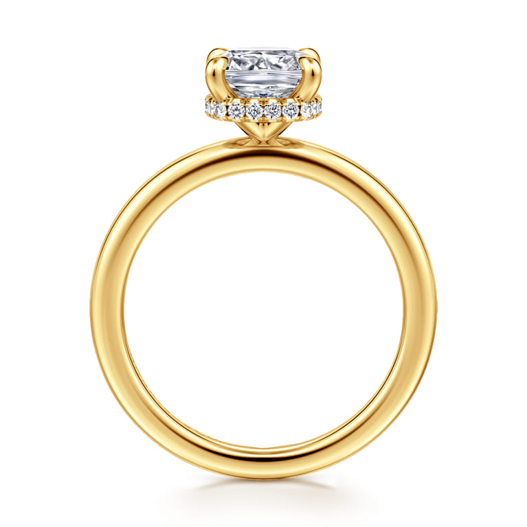 Rainah - 18K Yellow Gold Cushion Cut Diamond Engagement Ring - 0.08 ct - Shot 2