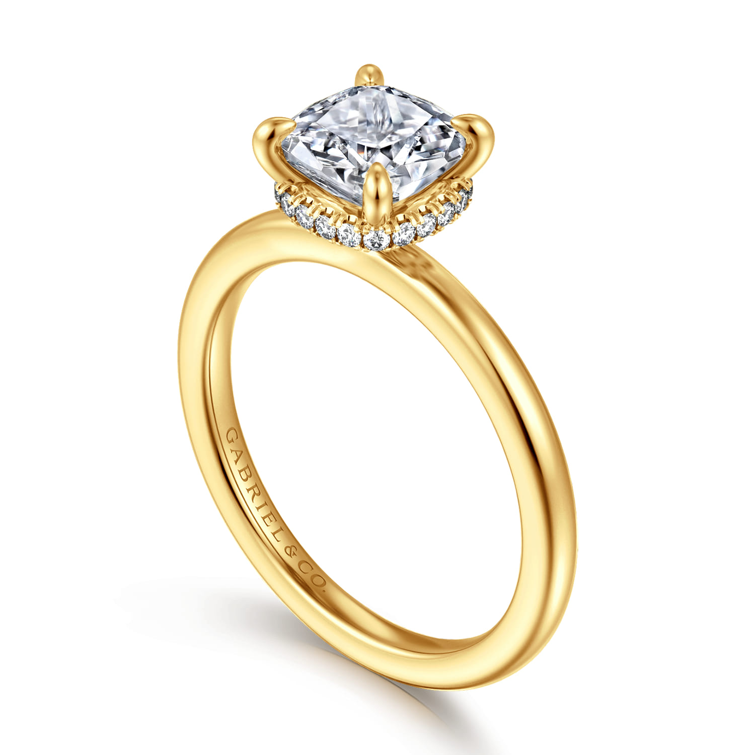 Rainah - 18K Yellow Gold Cushion Cut Diamond Engagement Ring - 0.08 ct - Shot 3