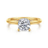 Azucena - 18K Yellow Gold Cushion Cut Solitaire Diamond Engagement Ring - 0.05 ct