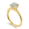 Azucena - 18K Yellow Gold Cushion Cut Solitaire Diamond Engagement Ring - 0.05 ct