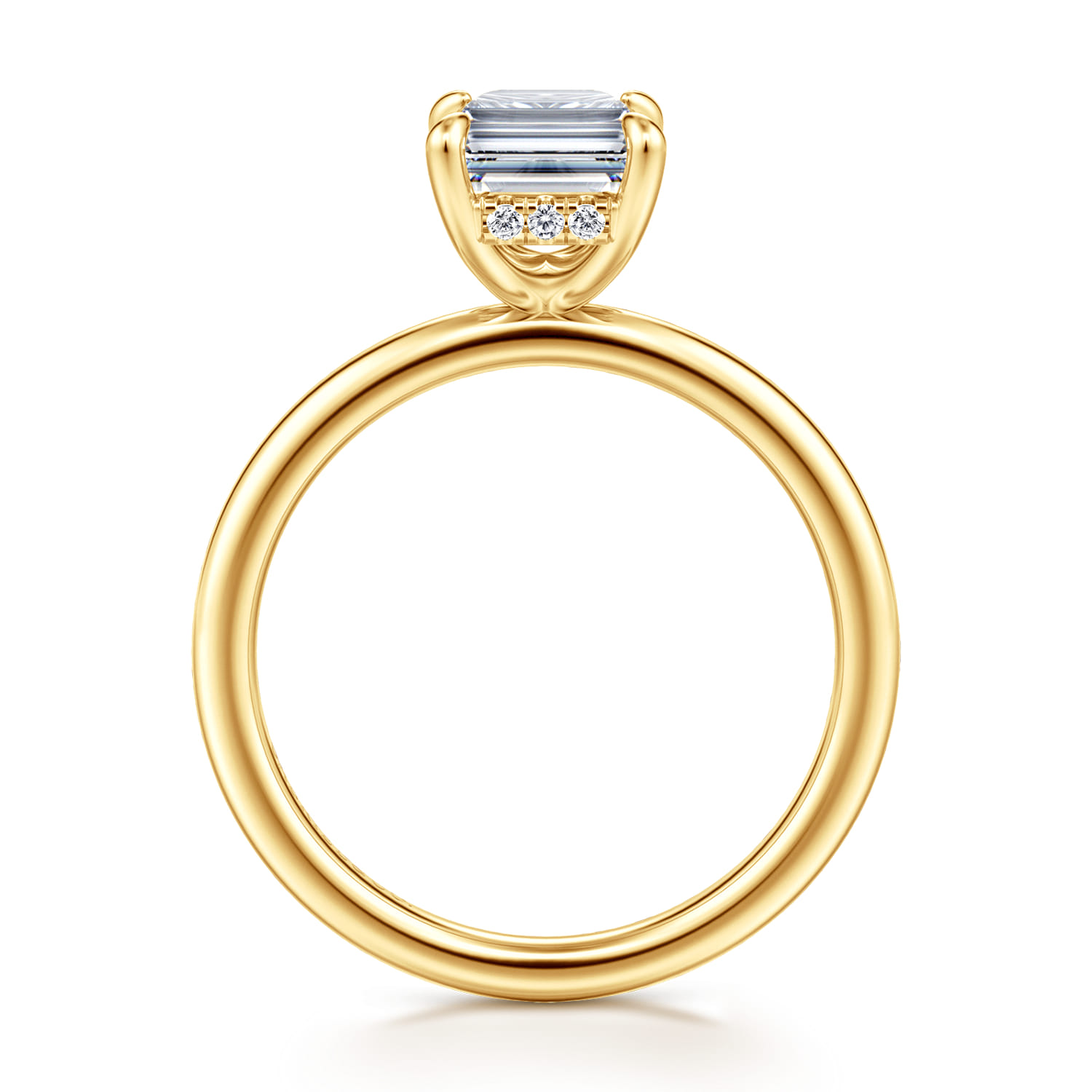 Cari - 18K Yellow Gold Emerald Cut Diamond Engagement Ring - 0.06 ct - Shot 2