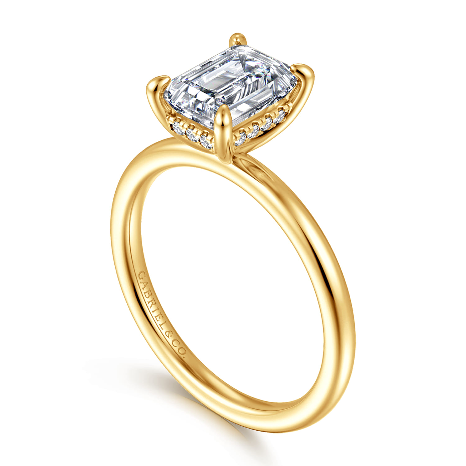 Cari - 18K Yellow Gold Emerald Cut Diamond Engagement Ring - 0.06 ct - Shot 3