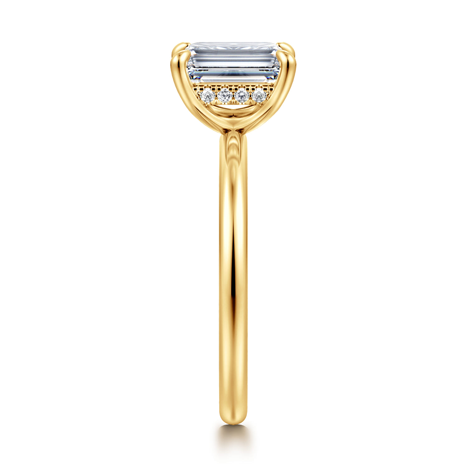 Cari - 18K Yellow Gold Emerald Cut Diamond Engagement Ring - 0.06 ct - Shot 4