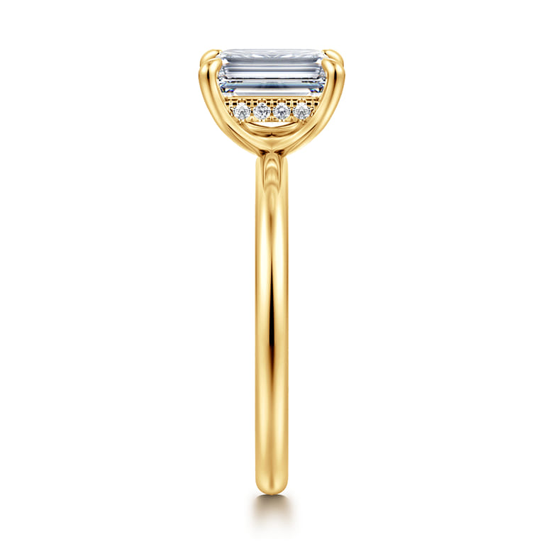 Cari - 18K Yellow Gold Emerald Cut Diamond Engagement Ring - 0.06 ct - Shot 4