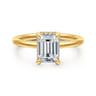 Rainah - 18K Yellow Gold Emerald Cut Diamond Engagement Ring - 0.1 ct