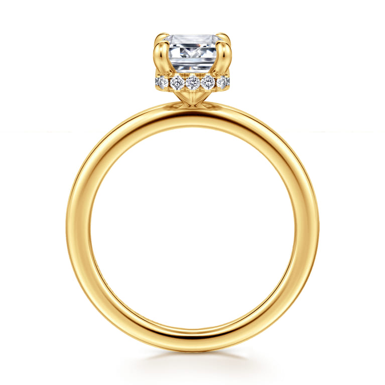 Rainah - 18K Yellow Gold Emerald Cut Diamond Engagement Ring - 0.1 ct - Shot 2