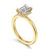 Rainah - 18K Yellow Gold Emerald Cut Diamond Engagement Ring - 0.1 ct