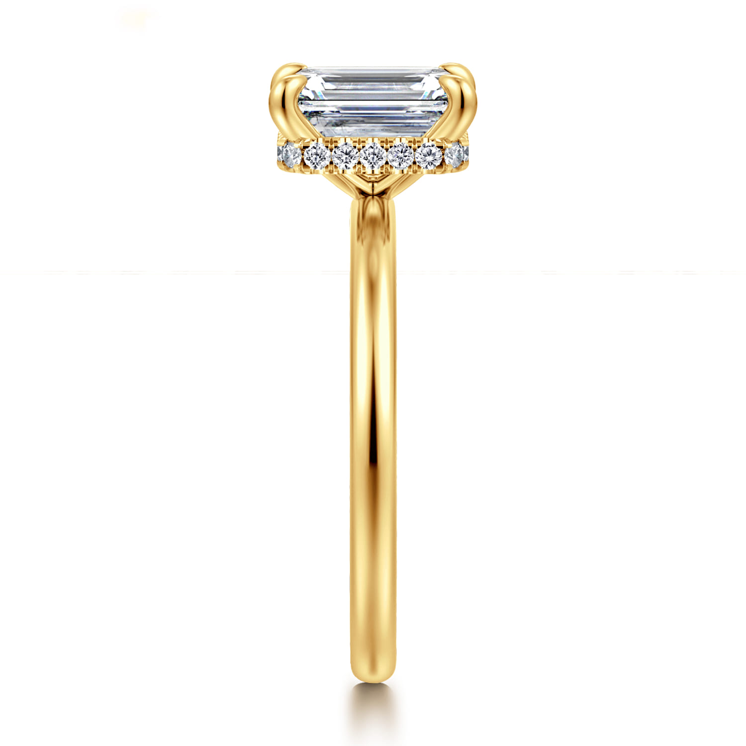 Rainah - 18K Yellow Gold Emerald Cut Diamond Engagement Ring - 0.1 ct - Shot 4