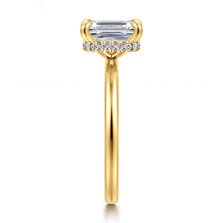 Rainah - 18K Yellow Gold Emerald Cut Diamond Engagement Ring - 0.1 ct - Shot 4