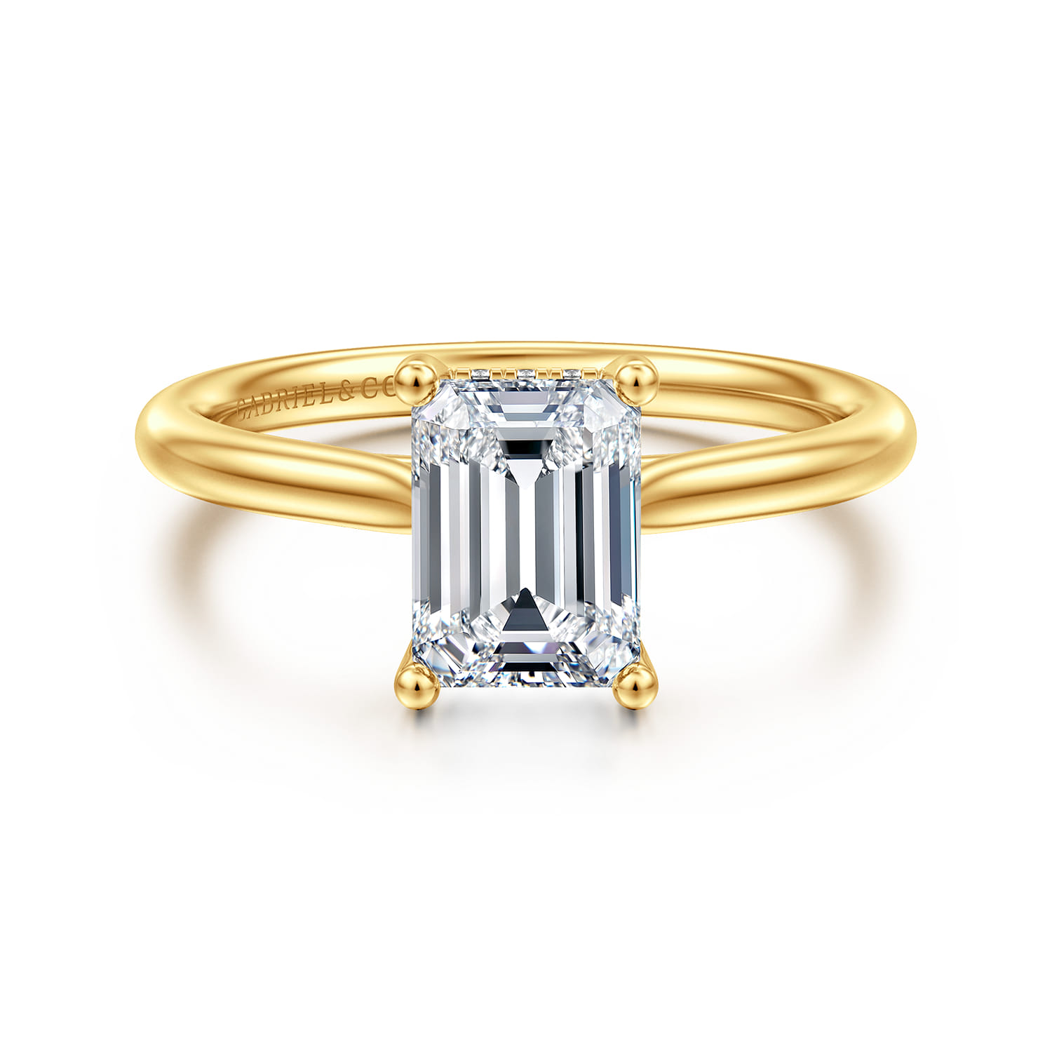 Azucena - 18K Yellow Gold Emerald Cut Solitaire Diamond Engagement Ring - 0.06 ct - Shot 1