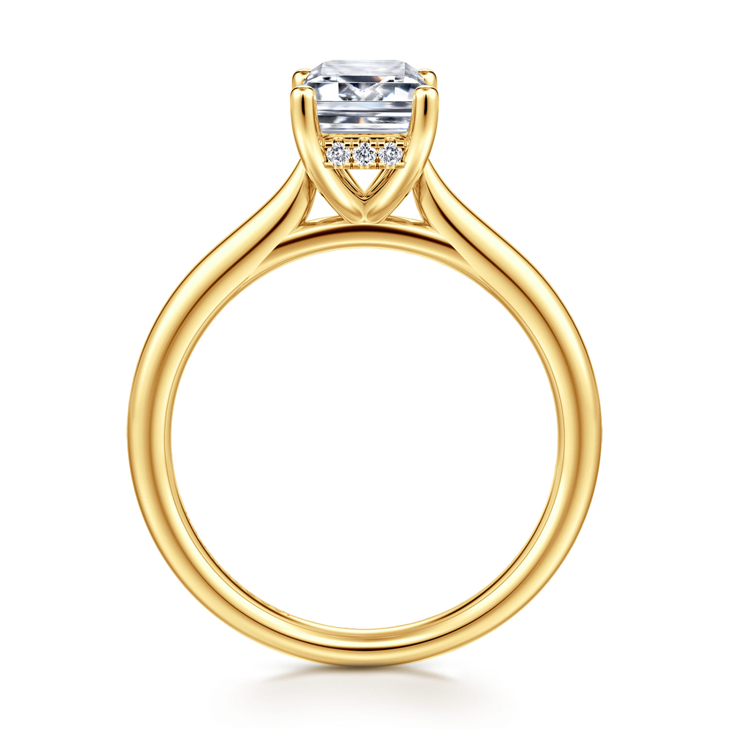 Azucena - 18K Yellow Gold Emerald Cut Solitaire Diamond Engagement Ring - 0.06 ct - Shot 2