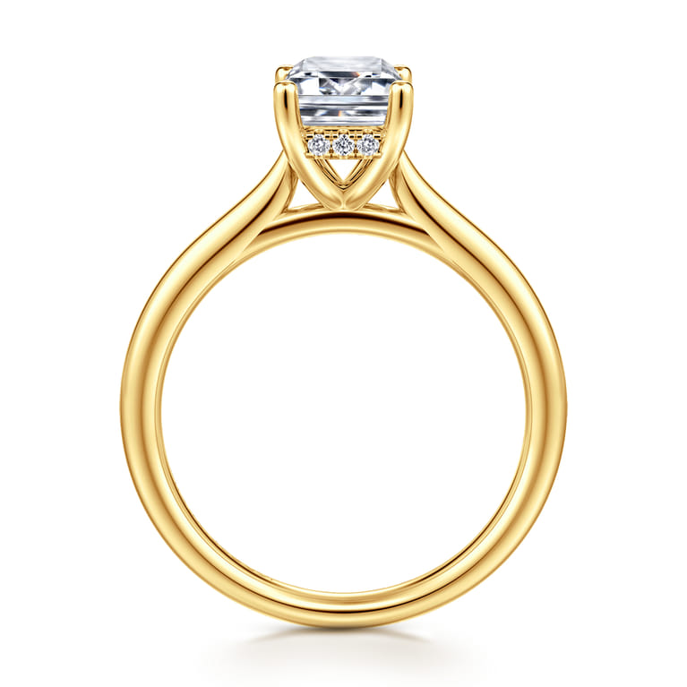 Azucena - 18K Yellow Gold Emerald Cut Solitaire Diamond Engagement Ring - 0.06 ct - Shot 2