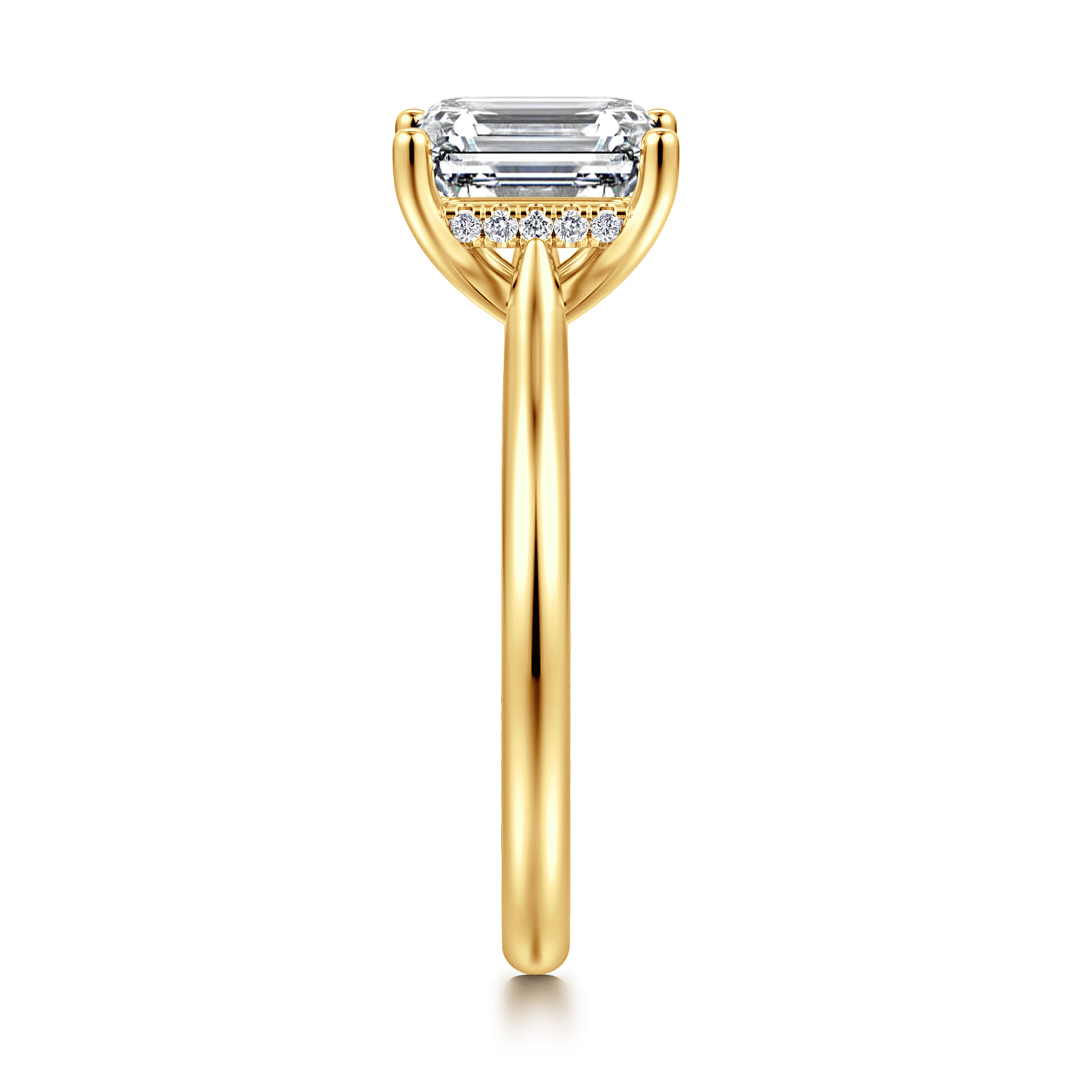Azucena - 18K Yellow Gold Emerald Cut Solitaire Diamond Engagement Ring - 0.06 ct - Shot 4