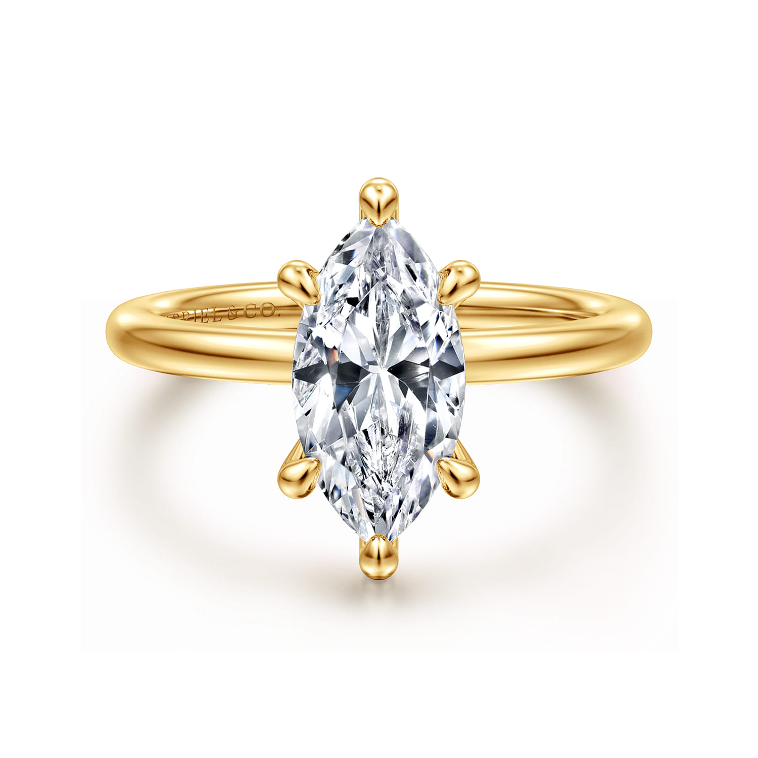 Cari - 18K Yellow Gold Marquise Diamond Engagement Ring - 0.06 ct - Shot 1
