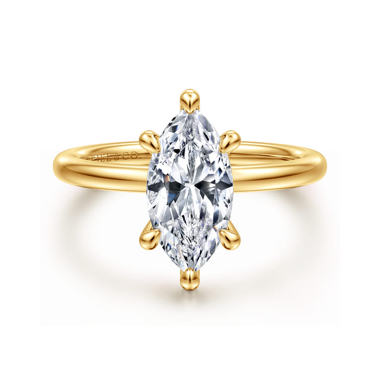 Cari - 18K Yellow Gold Marquise Diamond Engagement Ring - 0.06 ct - Shot 1
