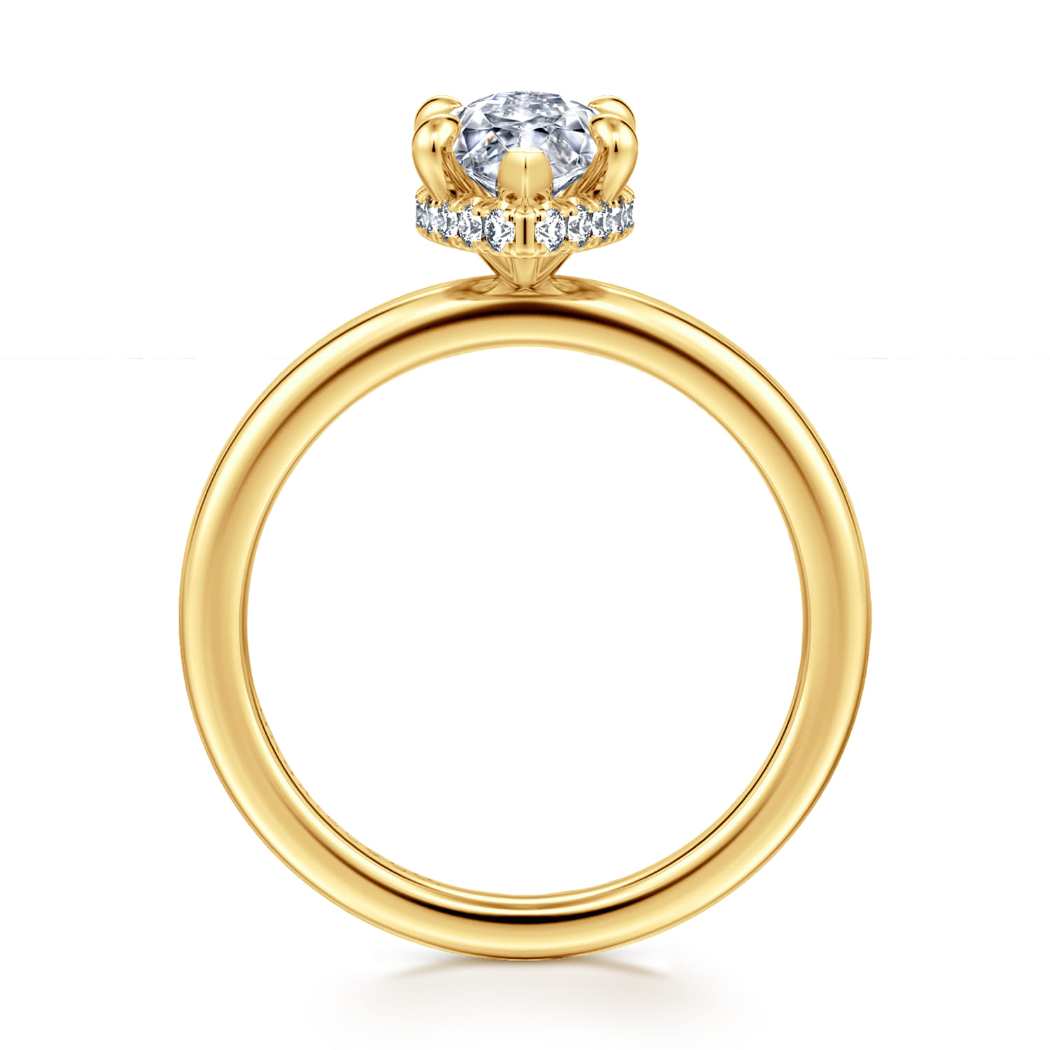 Rainah - 18K Yellow Gold Marquise Shape Diamond Engagement Ring - 0.12 ct - Shot 2