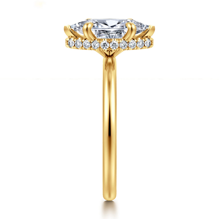 Rainah - 18K Yellow Gold Marquise Shape Diamond Engagement Ring - 0.12 ct - Shot 4