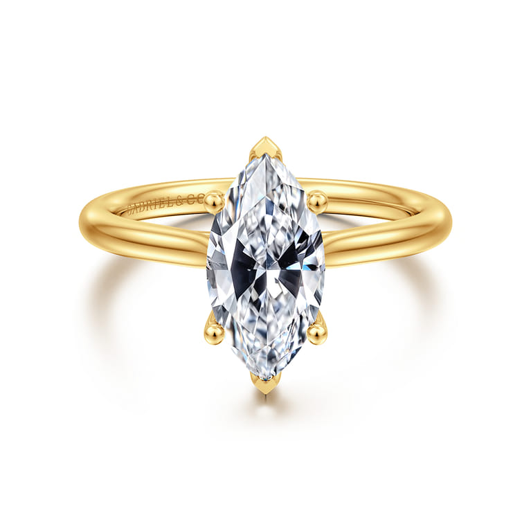 Azucena - 18K Yellow Gold Marquise Shape Solitaire Diamond Engagement Ring - 0.06 ct - Shot 1