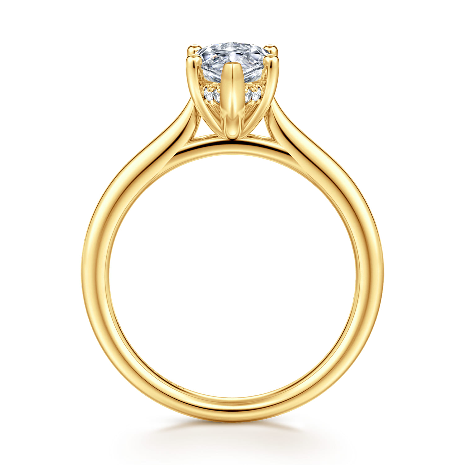 Azucena - 18K Yellow Gold Marquise Shape Solitaire Diamond Engagement Ring - 0.06 ct - Shot 2