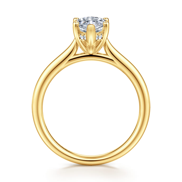 Azucena - 18K Yellow Gold Marquise Shape Solitaire Diamond Engagement Ring - 0.06 ct - Shot 2
