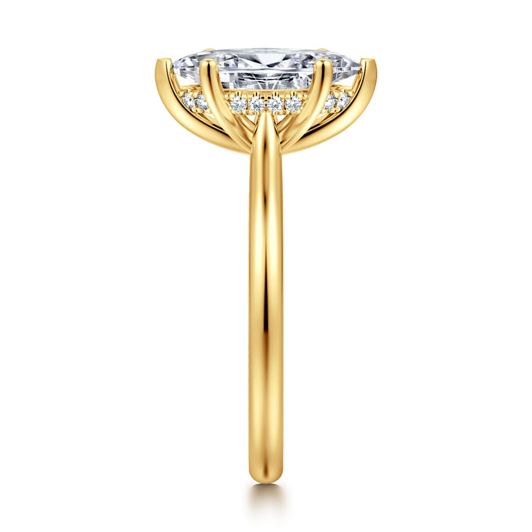 Azucena - 18K Yellow Gold Marquise Shape Solitaire Diamond Engagement Ring - 0.06 ct - Shot 4