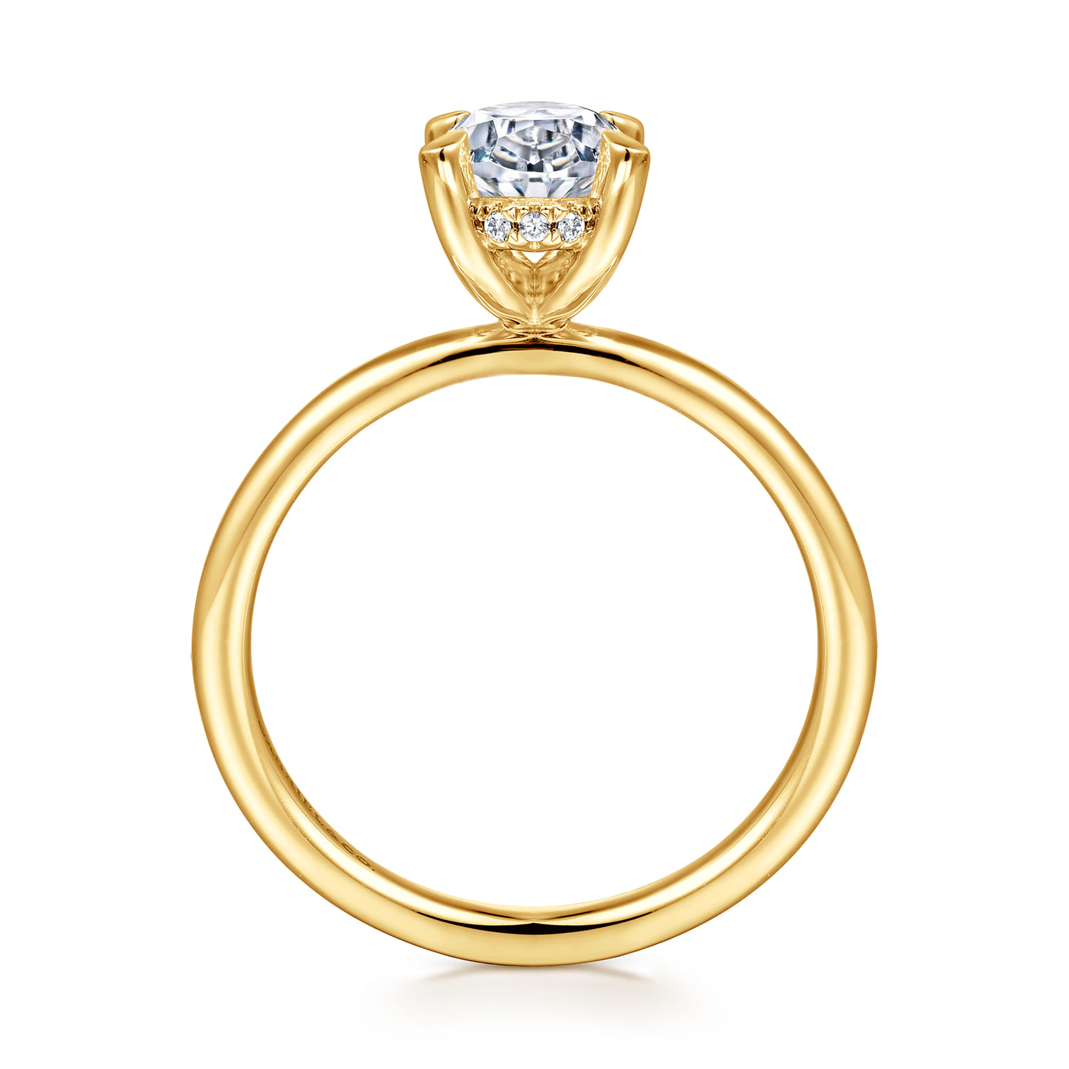 Cari - 18K Yellow Gold Oval Diamond Engagement Ring - 0.06 ct - Shot 2