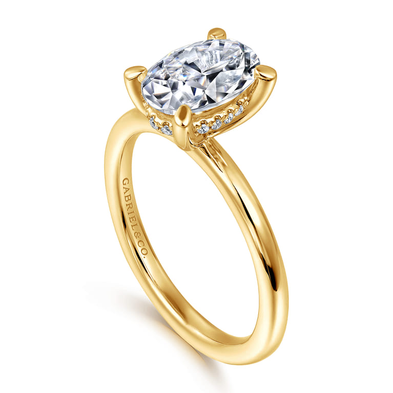 Cari - 18K Yellow Gold Oval Diamond Engagement Ring - 0.06 ct - Shot 3