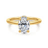 Rainah - 18K Yellow Gold Oval Diamond Engagement Ring - 0.11 ct