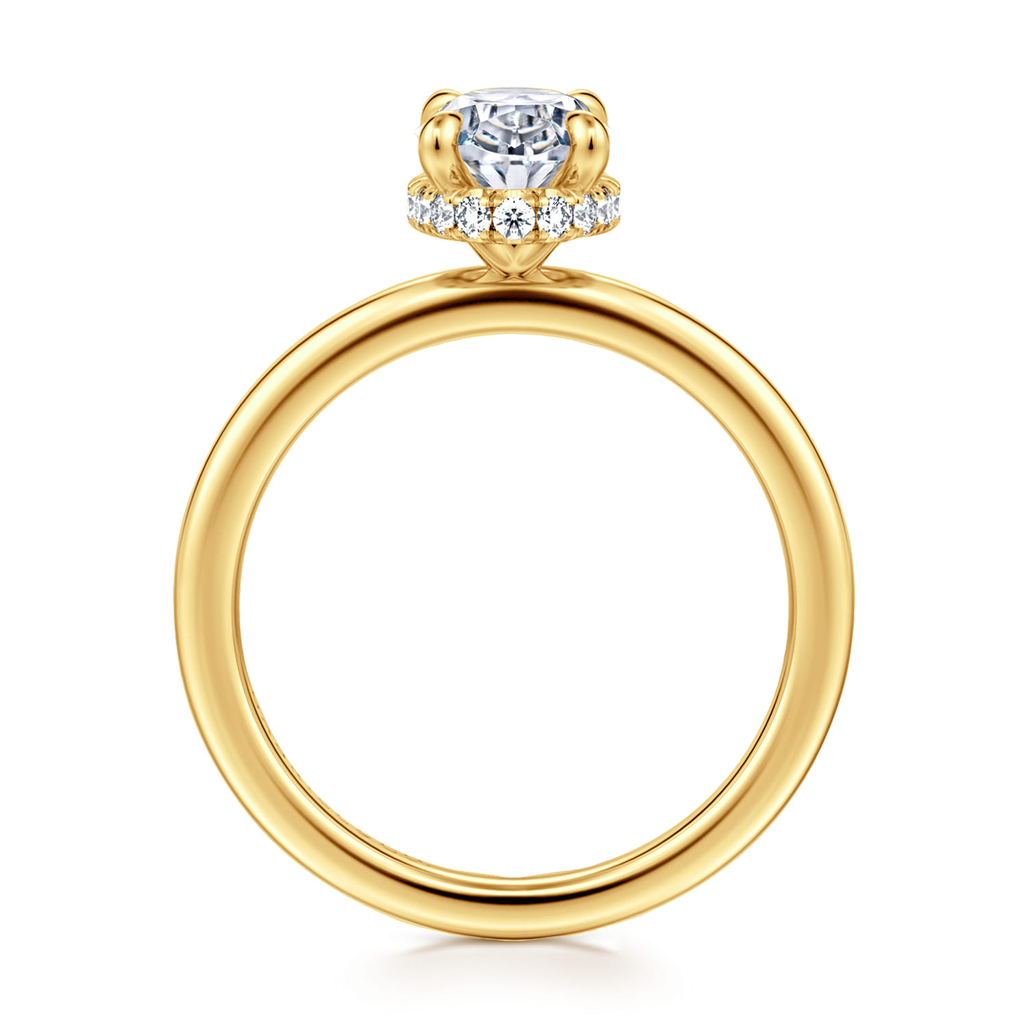 Rainah - 18K Yellow Gold Oval Diamond Engagement Ring - 0.11 ct - Shot 2