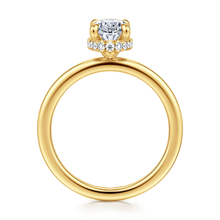 Rainah - 18K Yellow Gold Oval Diamond Engagement Ring - 0.11 ct - Shot 2