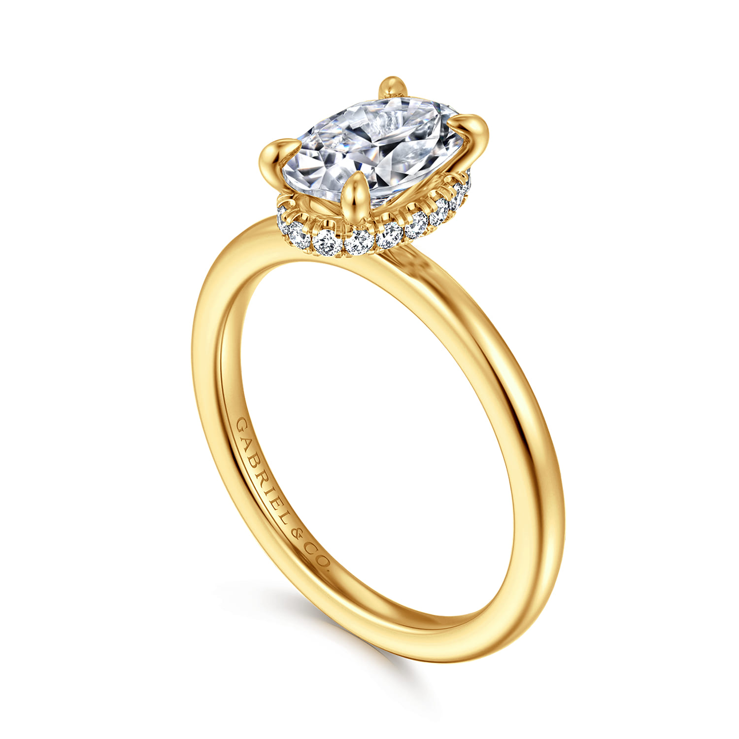 Rainah - 18K Yellow Gold Oval Diamond Engagement Ring - 0.11 ct - Shot 3