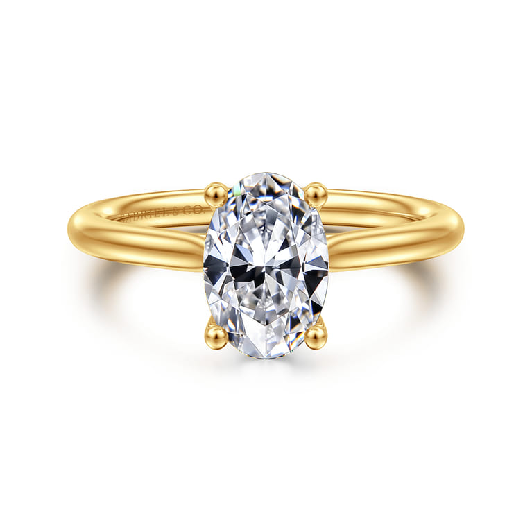 Azucena - 18K Yellow Gold Oval Solitaire Diamond Engagement Ring - 0.05 ct - Shot 1