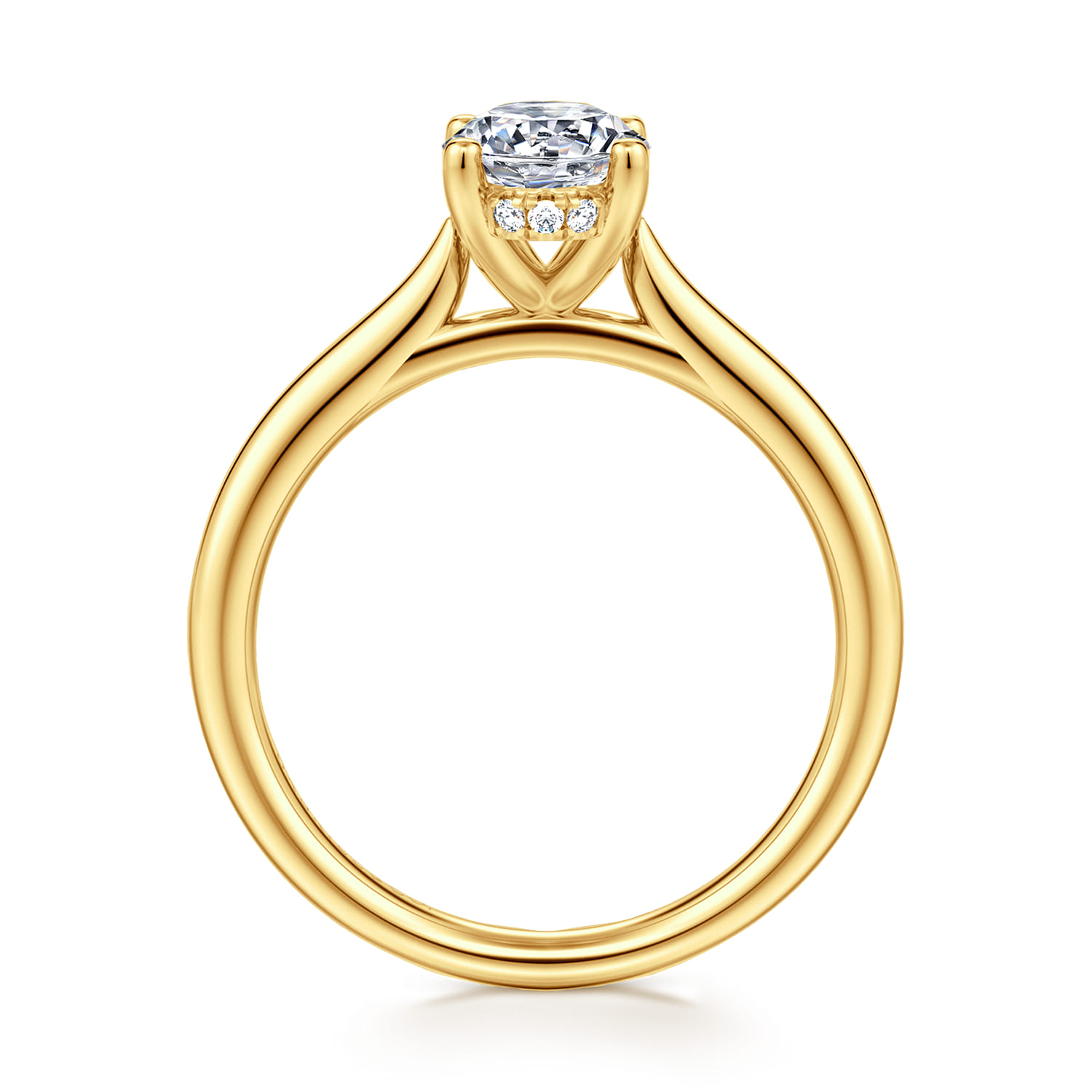 Azucena - 18K Yellow Gold Oval Solitaire Diamond Engagement Ring - 0.05 ct - Shot 2