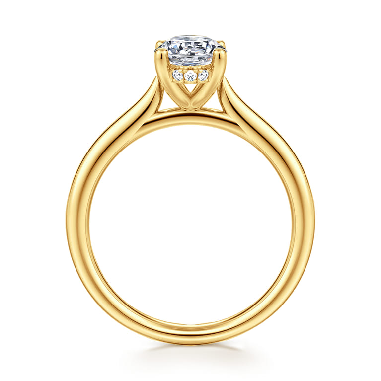 Azucena - 18K Yellow Gold Oval Solitaire Diamond Engagement Ring - 0.05 ct - Shot 2