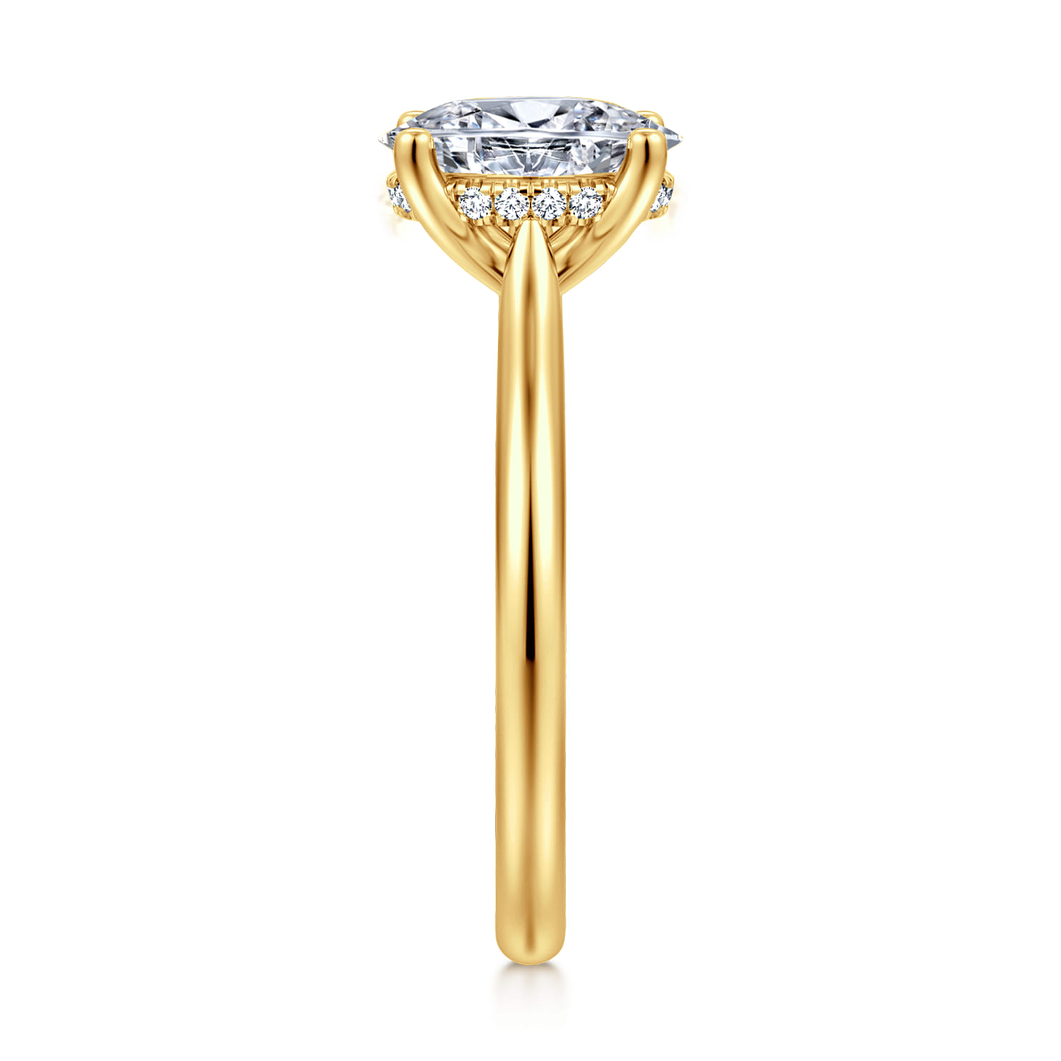 Azucena - 18K Yellow Gold Oval Solitaire Diamond Engagement Ring - 0.05 ct - Shot 4