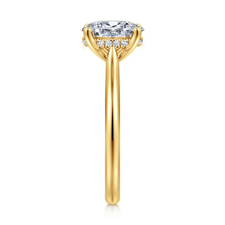 Azucena - 18K Yellow Gold Oval Solitaire Diamond Engagement Ring - 0.05 ct - Shot 4