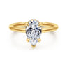 Rainah - 18K Yellow Gold Pear Shape Diamond Engagement Ring - 0.11 ct