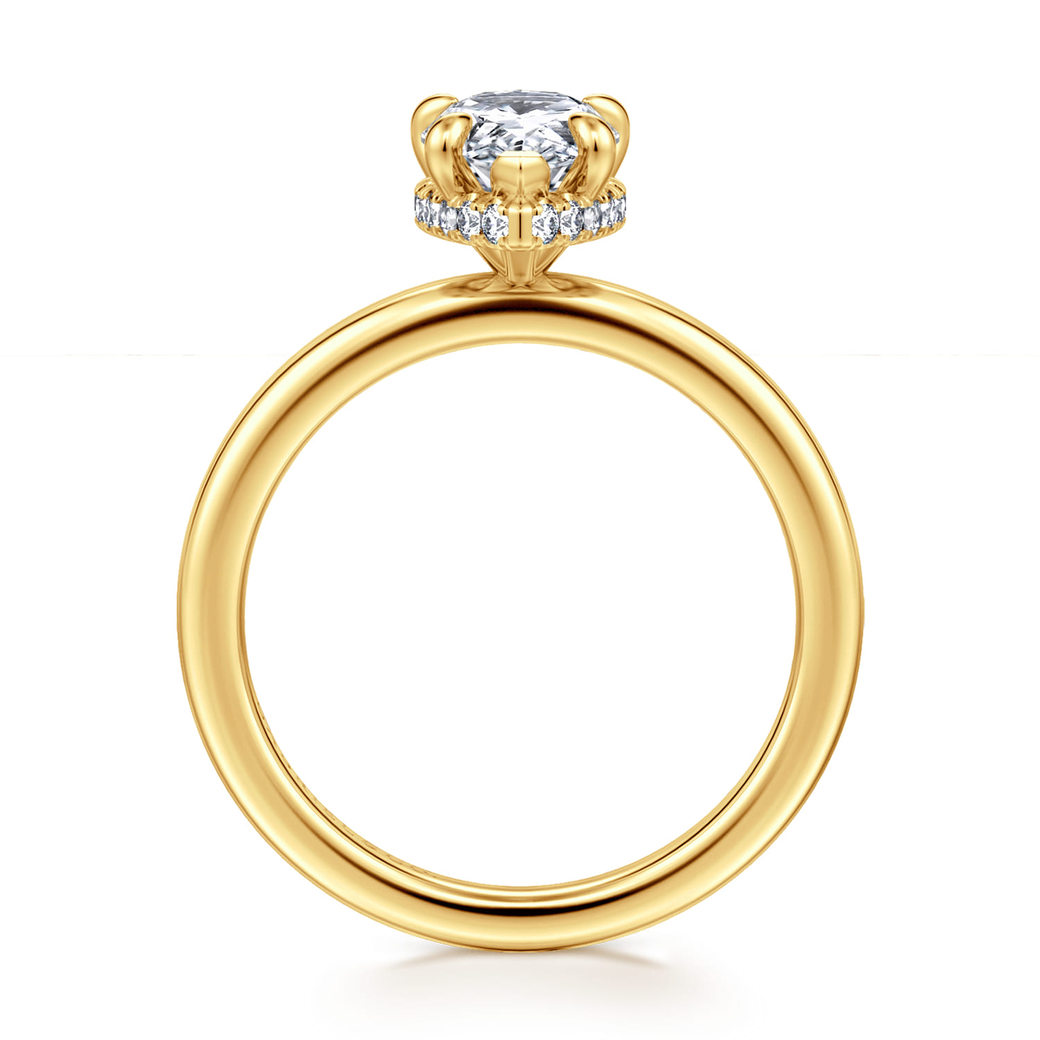 Rainah - 18K Yellow Gold Pear Shape Diamond Engagement Ring - 0.11 ct - Shot 2
