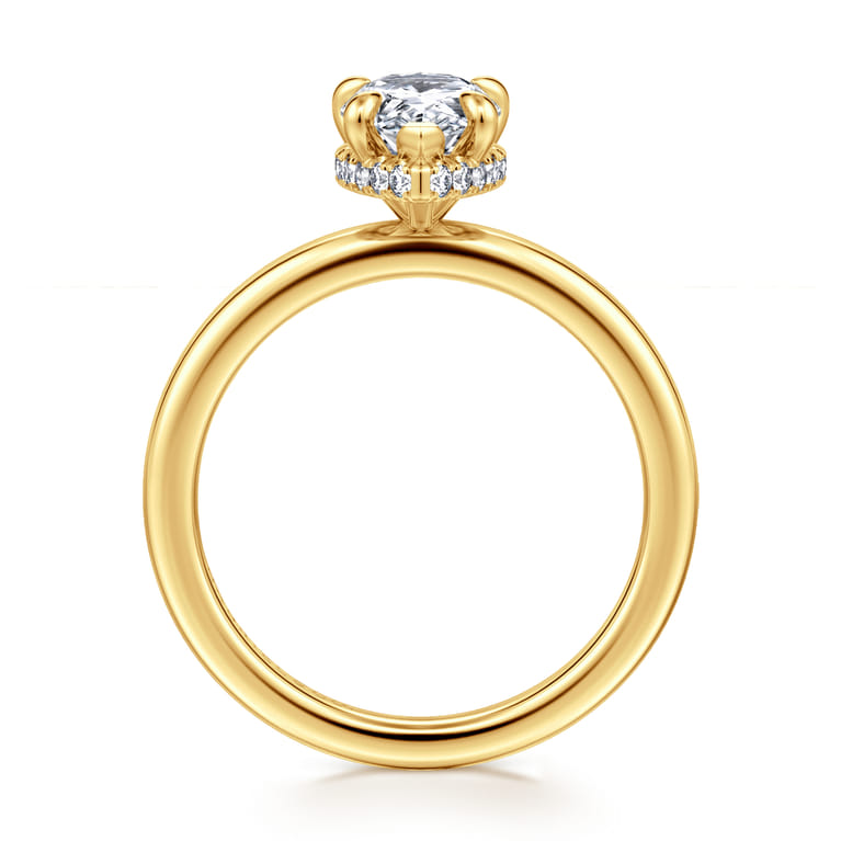 Rainah - 18K Yellow Gold Pear Shape Diamond Engagement Ring - 0.11 ct - Shot 2